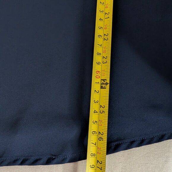 Chico s Black Label Mixed Blouse Navy Blue Button Sheer Top - Picture 8 of 10